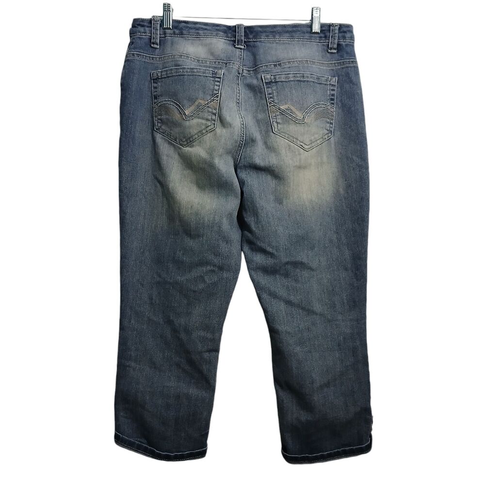 Nine West West End Fit Crop Women 12 Blue Cuffed Mid Rise Jeans - Picture 2 of 13